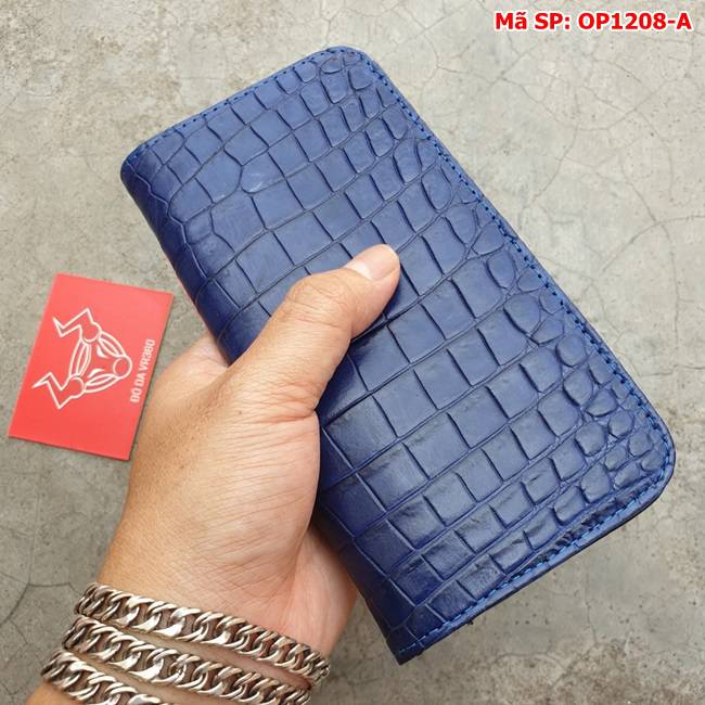 Bao Da Cá Sấu Iphone 11 Trơn Navy OP1208-A