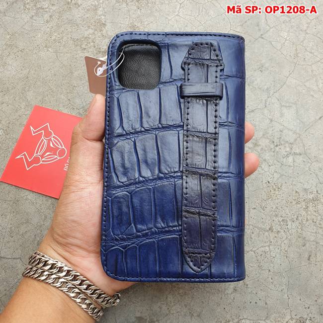 Bao Da Cá Sấu Iphone 11 Trơn Navy OP1208-A