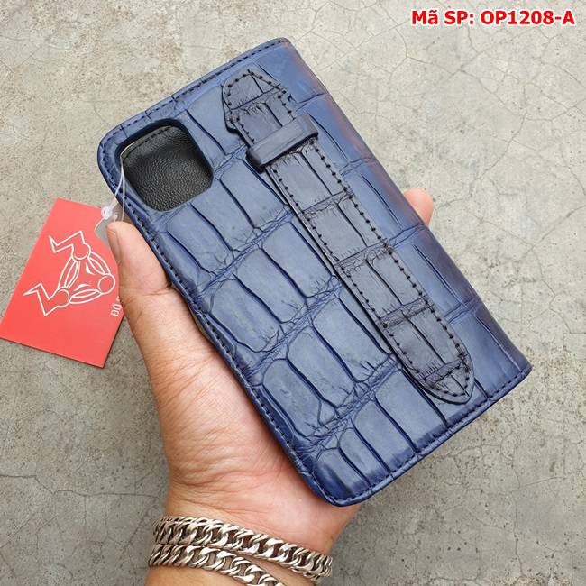 Bao Da Cá Sấu Iphone 11 Trơn Navy OP1208-A