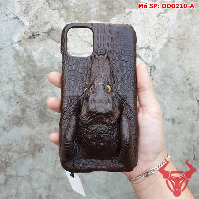 Ốp Lưng Da Cá Sấu Iphone 11 Pro Màu Nâu Đen OD0210-A