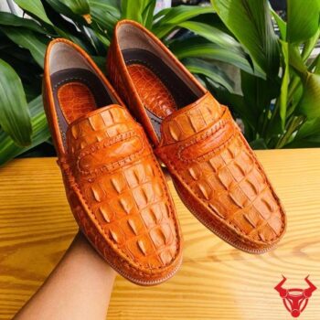 Giày Lười Da Gai Lưng Cá Sấu GCA1- Size 42 Màu Vàng Cam