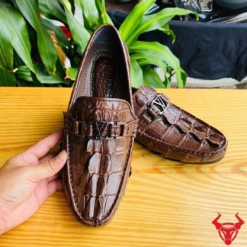 Giày Lười Da Gai Đuôi Cá Sấu GCA2 Màu Nâu Đất