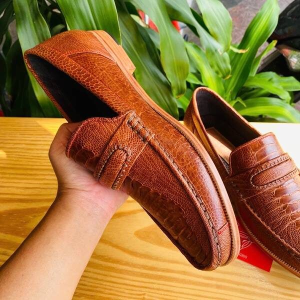 Giày lười nam sang trọng da chân đà điểu GCD1 cao cấp.