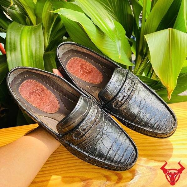 Giày tây da cá sấu cao cấp màu đen GCA8 sang trọng, tinh xảo.