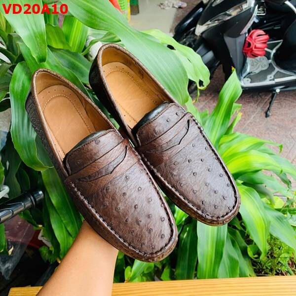 Giày Da Bụng Đà Điểu GBD3 | Đẳng Cấp Thời Trang Nam Cao Cấp Giày lười da bụng đà điểu GBD3 nâu đất thời trang cao cấp sang trọng.
