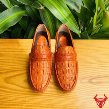 Giày Lười Da Gai Lưng Cá Sấu GCA1- Size 43 Màu Vàng Cam