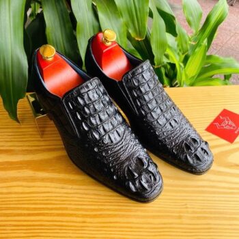 Giày Tây Lười Da Cá Sấu Gù Lưng GBA4- Màu Đen Size 40