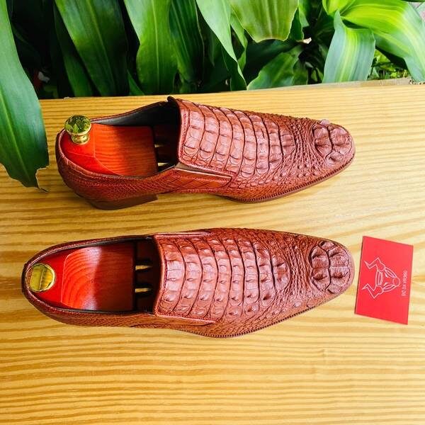 Giày lười GBA4 nâu đỏ – sang trọng, thủ công hoàn hảo.