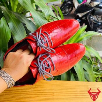 Giày Tây Có Dây Đóng Thủ Công Da Bụng Cá Sấu GAA8