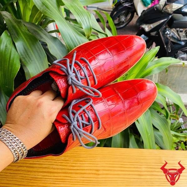 Giày tây nam da cá sấu đỏ thủ công cao cấp GAA8.