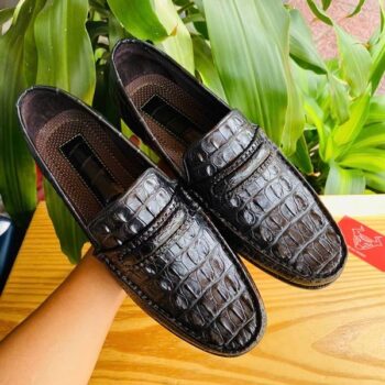 Giày Tây Lười Da Gai Lưng Cá Sấu GCA1- Màu Đen