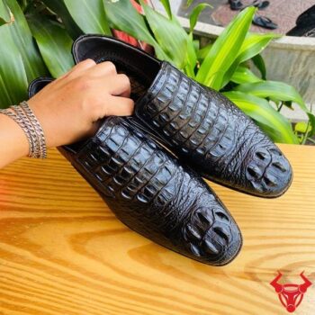 Giày Tây Da Cá Sấu Gù GBA4- Màu Đen