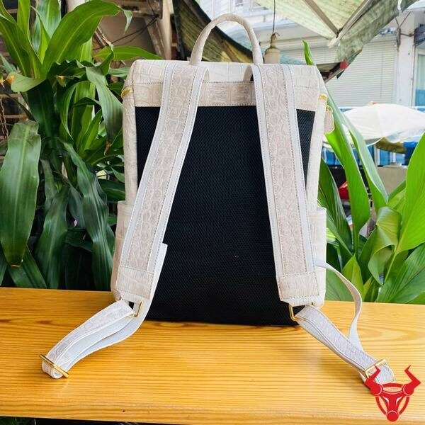 Balo da bụng cá sấu bạch tạng DLAA8 tinh xảo.