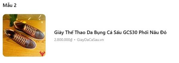 Giày thể thao da bụng cá sấu GCS30 phối nâu đỏ thủ công VR360