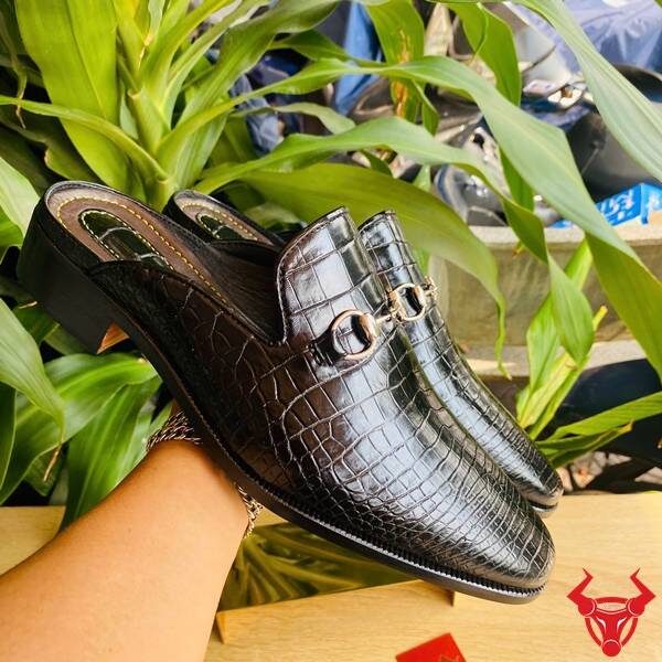 Giày sục mule da cá sấu nam