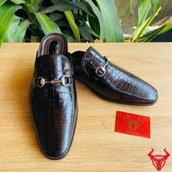 Giày sục da bụng cá sấu GDA8 có phụ kiện kim loại