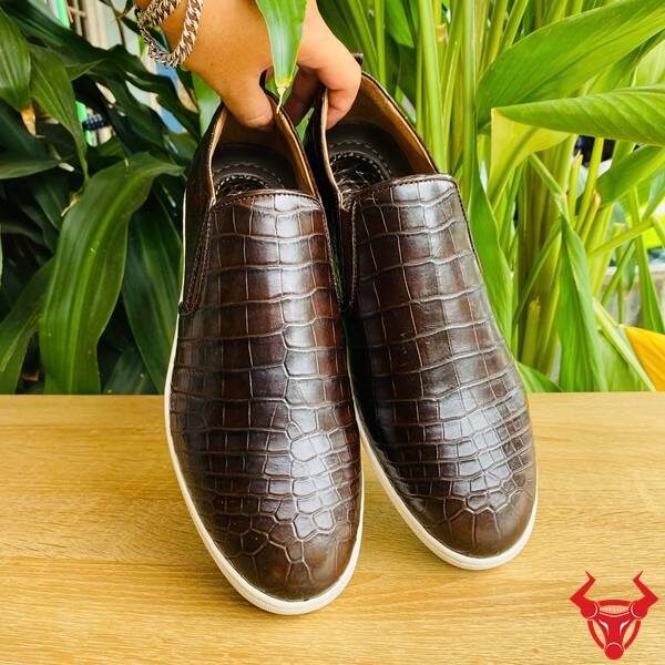 Giày thể thao da cá sấu slip-on cao cấp