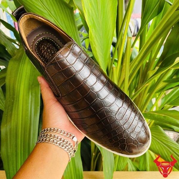 Giày thể thao da cá sấu không dây cá tính