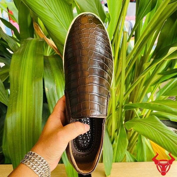 Giày thể thao da cá sấu cao cấp không dây