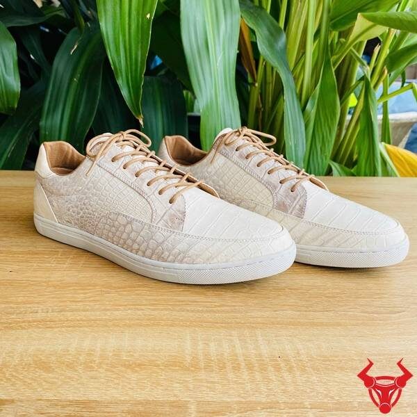 Giày Sneaker Da Cá Sấu Bạch Tạng Cao Cấp Giày sneaker da cá sấu bạch tạng vân tự nhiên