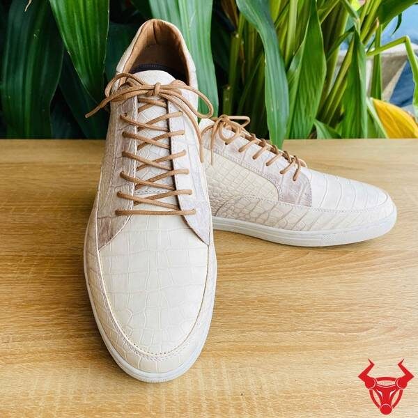 Giày Da Cá Sấu GCS29 Bền Bỉ Theo Thời Gian Giày sneaker da cá sấu màu bạch tạng