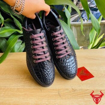 Giày Thể Thao Kiểu Đế Tây Da Cá Sấu GCS33 Màu Đen