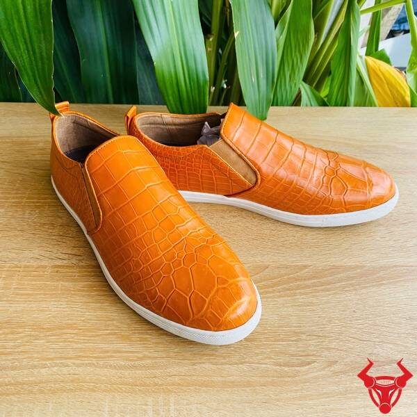Giày thể thao không dây da cá sấu GCS25 màu cam