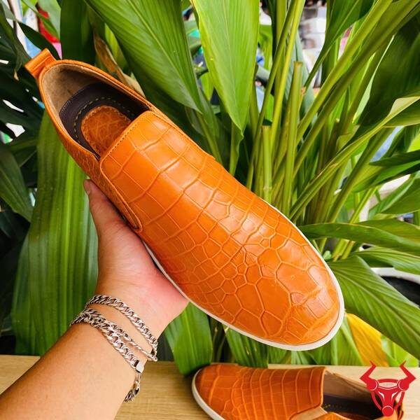 Giày thể thao da cá sấu không dây phá cách