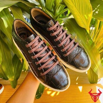 Giày Sneaker Da Bụng Cá Sấu GCS31 Màu Đen