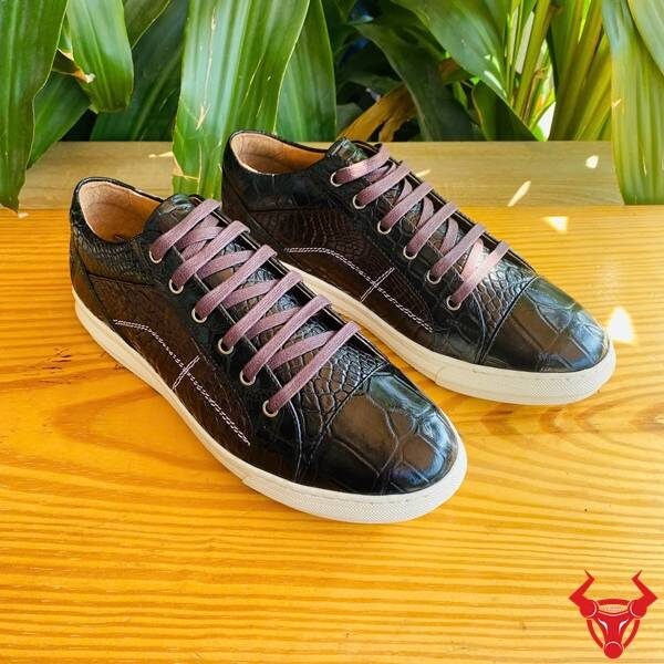 Giày sneaker da bụng cá sấu GCS31 màu đen