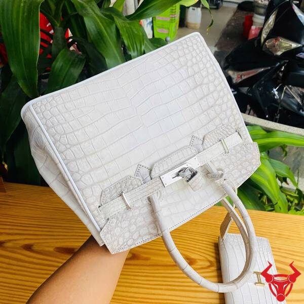 Túi xách da cá sấu bạch tạng vân tự nhiên