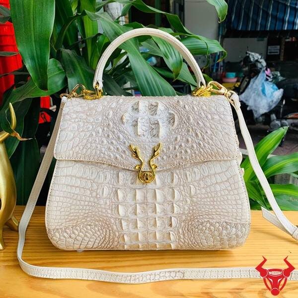 Túi xách nữ da gù cá sấu bạch tạng sang trọng Túi xách nữ da gù cá sấu bạch tạng HM1A4