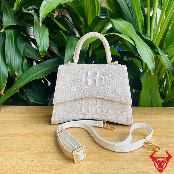 Túi xách đeo chéo nữ da cá sấu bạch tạng TXBA4 kiểu da gù.