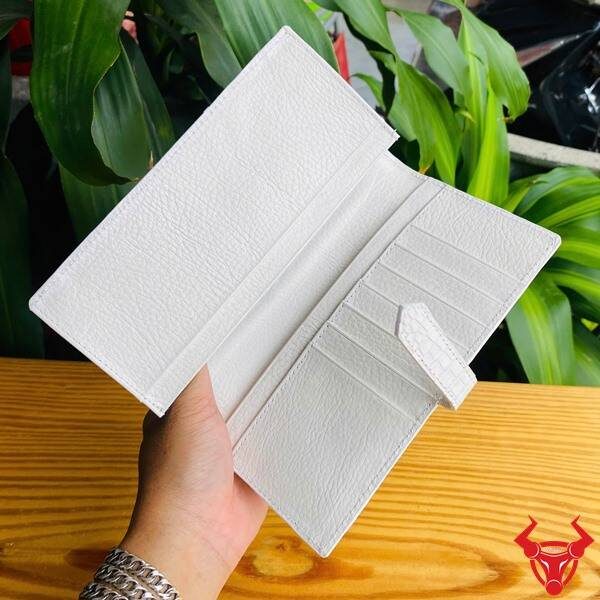 Ví nữ da cá sấu bạch tạng vân tự nhiên