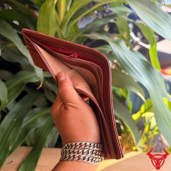 Ví da cá sấu thật kiểu gai lưng màu nâu đỏ