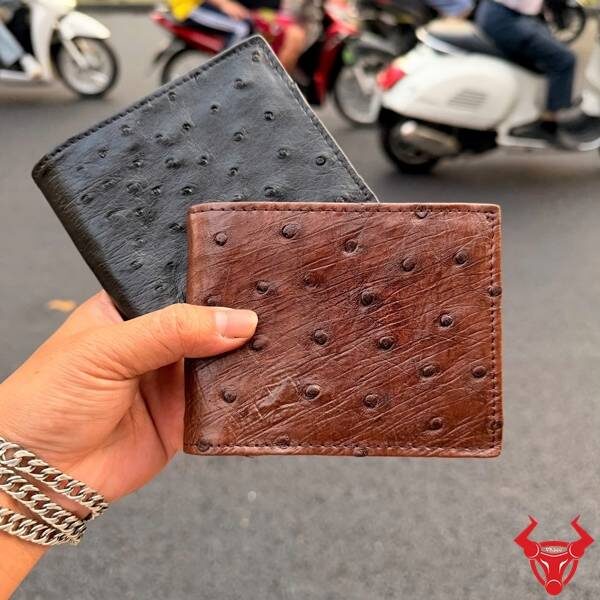 Ví Da Bụng Đà Điểu Hai Mặt – Phong Cách Độc Lạ Cận cảnh ví da bụng đà điểu 2 mặt VCD3.