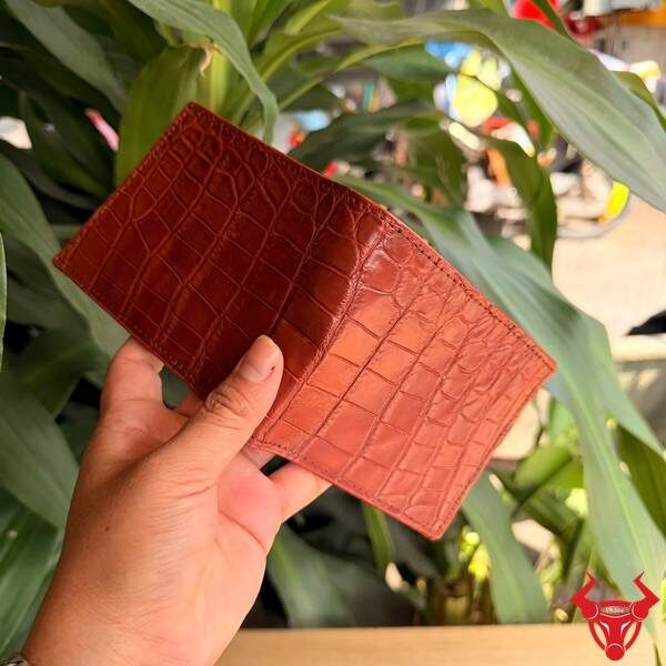 Ví Da Cá Sấu 2 Mặt Màu Nâu Đỏ Đẳng Cấp Ví nam da bụng cá sấu 2 mặt VCA8 cao cấp.