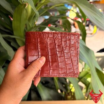 Ví Nam 2 Mặt Da Bụng Cá Sấu VCA8 Màu Nâu Đỏ
