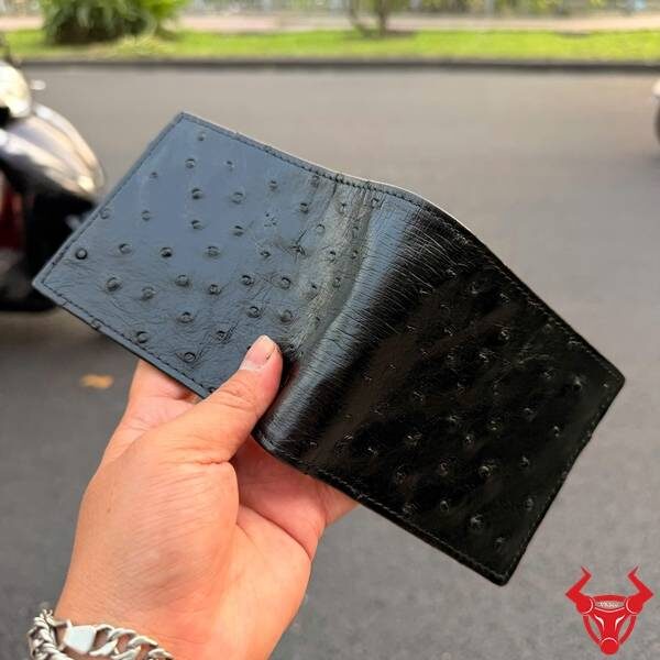 Ví nam da bụng đà điểu form ngang cao cấp.