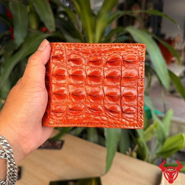 Ví ngang da cá sấu gai lưng 2 mặt cao cấp.