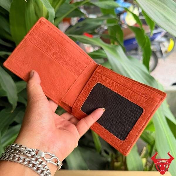 Ví da bụng cá sấu Thái Lan màu cam form ngang.