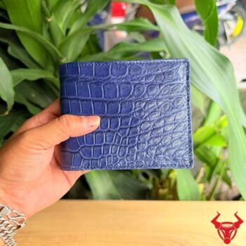 Ví Ngang Da Bụng Cá Sấu Thái Lan VBA8-TL Màu Xanh Navy