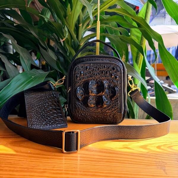 Túi đeo chéo nam da cá sấu gù thời trang