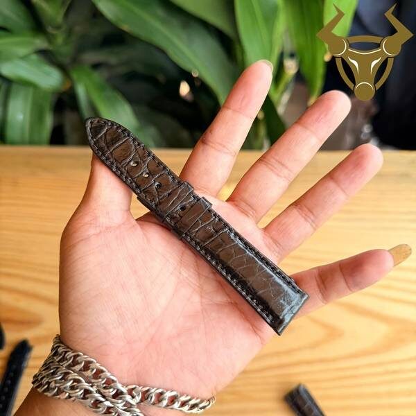 Dây da cá sấu 20mm bền đẹp màu đen sang trọng