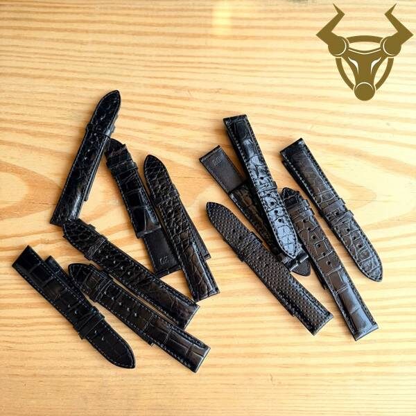 Dây đồng hồ da cá sấu đen cao cấp dễ phối đồ