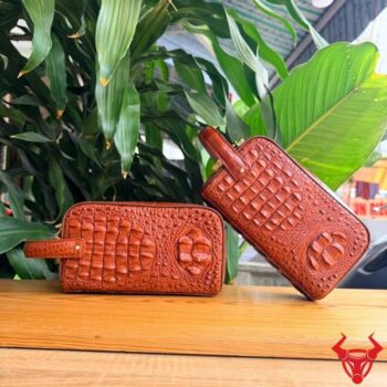 Túi Clutch Hộp Xách Tay Da Cá Sấu Gù Lưng CGA4 Màu Nâu Đỏ