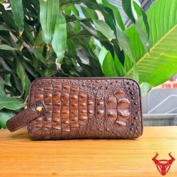 Túi Clutch Hộp Xách Tay Da Cá Sấu Gù Lưng CGA4 Màu Nâu Đất