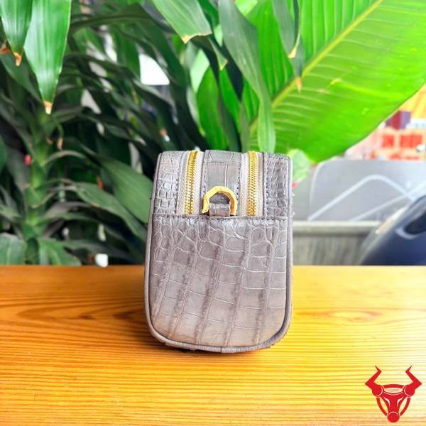 Túi clutch hộp da gù lưng cá sấu CGA4 màu xám thời trang cao cấp.