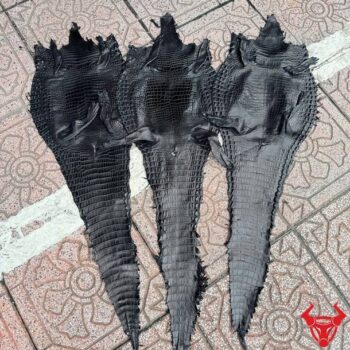 Da Bụng Cá Sấu Thuộc Nguyên Tấm Size 3 Lớn Màu Đen
