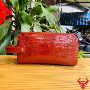 Túi Clutch Xách Tay Da Bụng Cá Sấu CGA8 Màu Đỏ